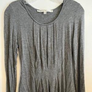 Max Studio Gray Pleated Long Sleeve Peplum Top, Size Small, Like New
